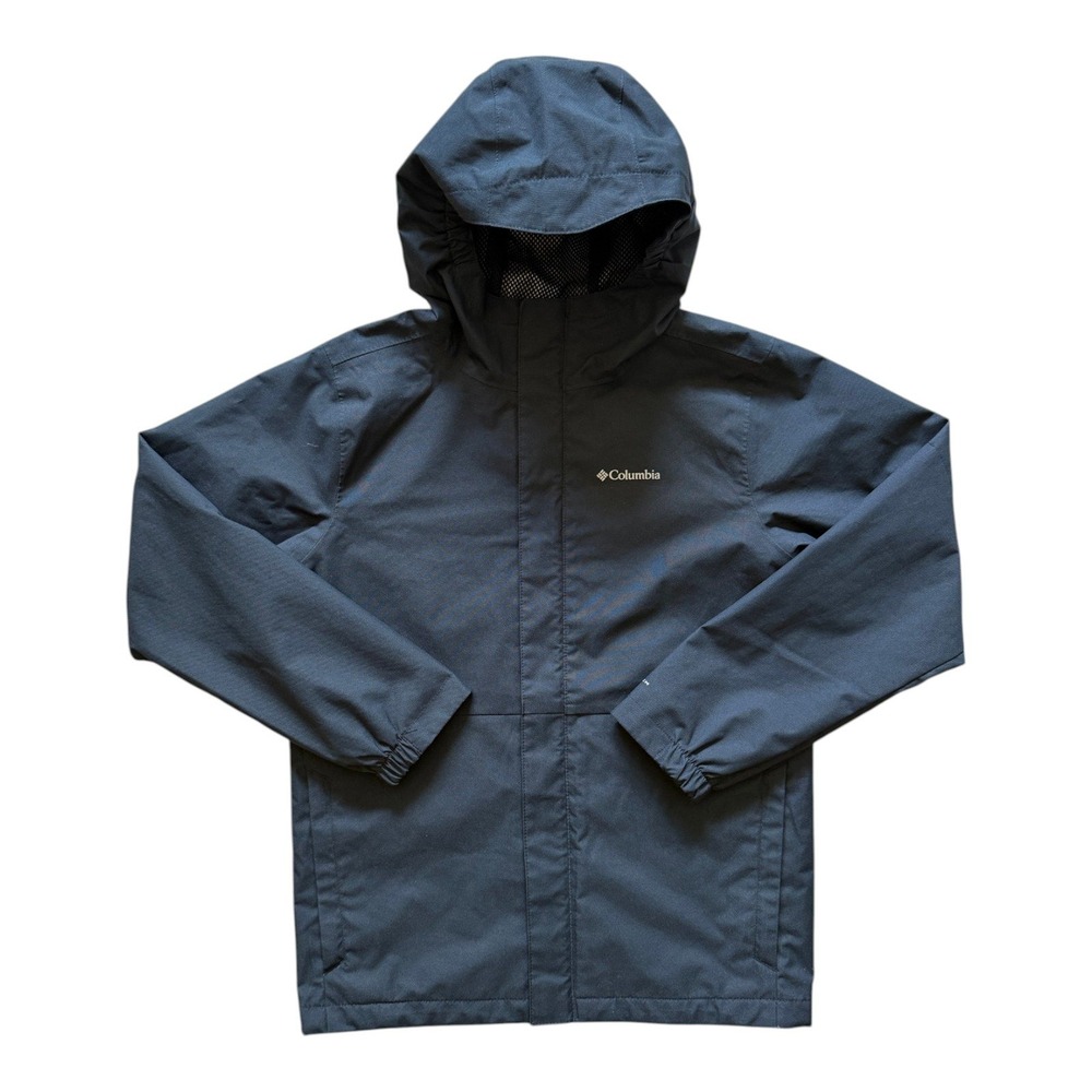 Columbia Hooded Rain Jacket Black - Youth M (NWOT)